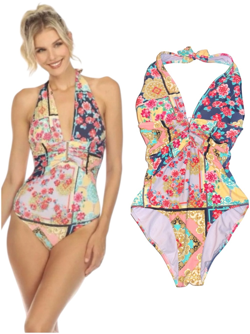 NEW Johnny Was Japer Plunge One-Piece Swimsuit